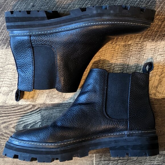 Madewell Mariam Chelsea Boots Pebbled Leather Black Chunky Platform - Picture 3 of 8